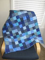 Blue Blocks Baby Quilt Cotton Flannel Stroller Blanket - thumbnail 1