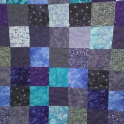 Blue Blocks Baby Quilt Cotton Flannel Stroller Blanket - thumbnail 2