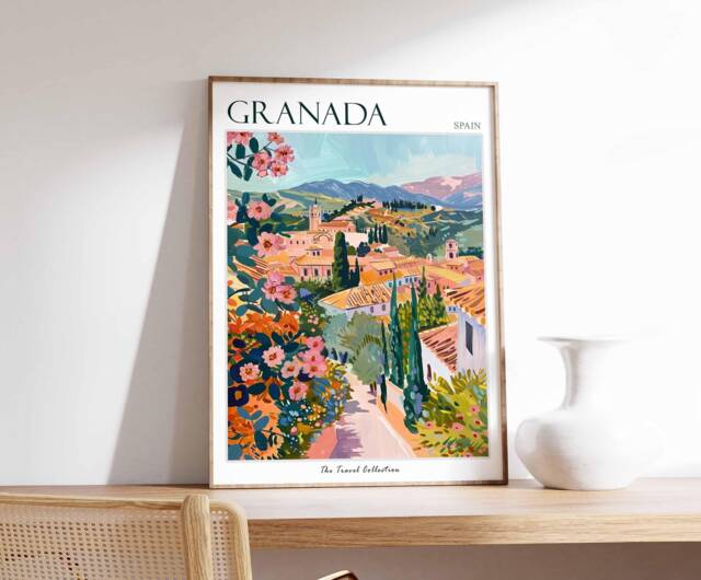 Granada Spain Travel Poster Alhambra Palace Wall Art - image 1