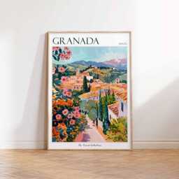 Granada Spain Travel Poster Alhambra Palace Wall Art - thumbnail 3