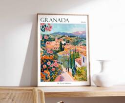 Granada Spain Travel Poster Alhambra Palace Wall Art - thumbnail 1