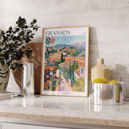 Granada Spain Travel Poster Alhambra Palace Wall Art - thumbnail 2