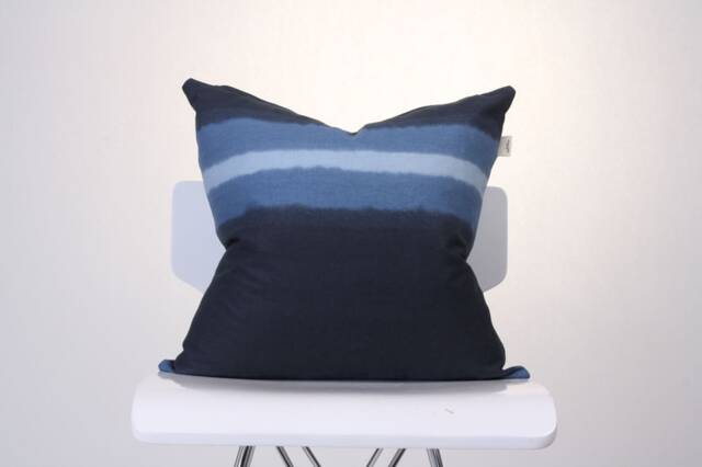 striped Pillow Cover/Blue Dye Decorative Navy Throw Accent Pillow/ Cushion Cover/ Sofa - image 1