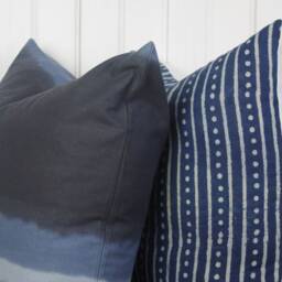 striped Pillow Cover/Blue Dye Decorative Navy Throw Accent Pillow/ Cushion Cover/ Sofa - thumbnail 3