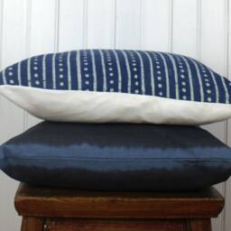striped Pillow Cover/Blue Dye Decorative Navy Throw Accent Pillow/ Cushion Cover/ Sofa - thumbnail 4