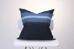 striped Pillow Cover/Blue Dye Decorative Navy Throw Accent Pillow/ Cushion Cover/ Sofa - thumbnail 1