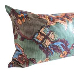 Bohemian Lumbar Pillow Cover Jewel Tone Blue & Green Cotton Pillowcase - thumbnail 3