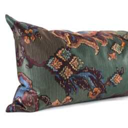 Bohemian Lumbar Pillow Cover Jewel Tone Blue & Green Cotton Pillowcase - thumbnail 1