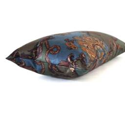Bohemian Lumbar Pillow Cover Jewel Tone Blue & Green Cotton Pillowcase - thumbnail 4