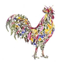 Dried Flower Rooster Art Print Farmhouse Chicken Decor - thumbnail 2