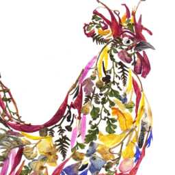 Dried Flower Rooster Art Print Farmhouse Chicken Decor - thumbnail 4