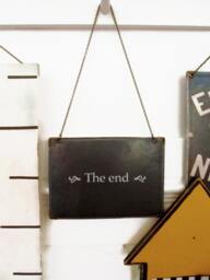 Hanging Vinyl Wall Art, The End Signage, Reversible Stitched Design - thumbnail 1