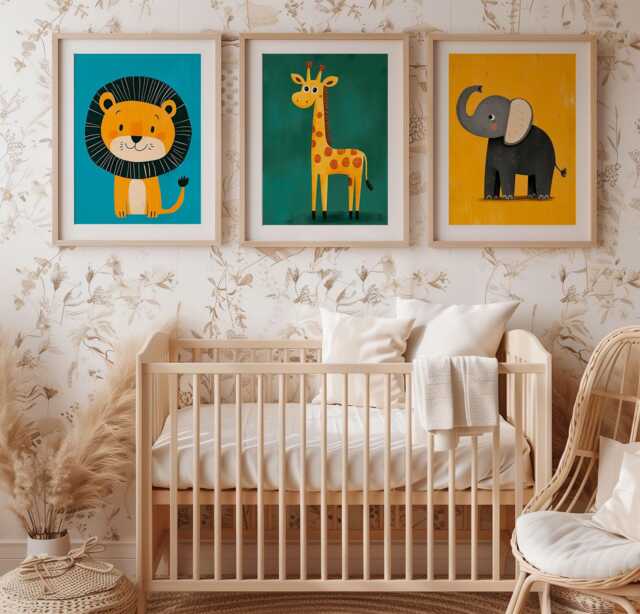 Safari Animal Prints Nursery Wall Art, Set Of 3 - image 1