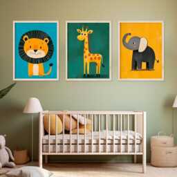 Safari Animal Prints Nursery Wall Art, Set Of 3 - thumbnail 4