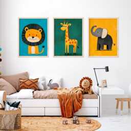 Safari Animal Prints Nursery Wall Art, Set Of 3 - thumbnail 3