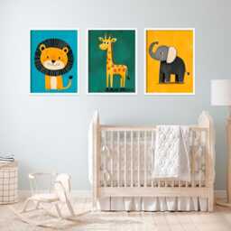 Safari Animal Prints Nursery Wall Art, Set Of 3 - thumbnail 2