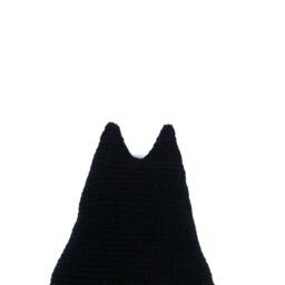 Crochet Black Cat Pillow, Handmade Decor Plush, Fiber Art Gift - thumbnail 3