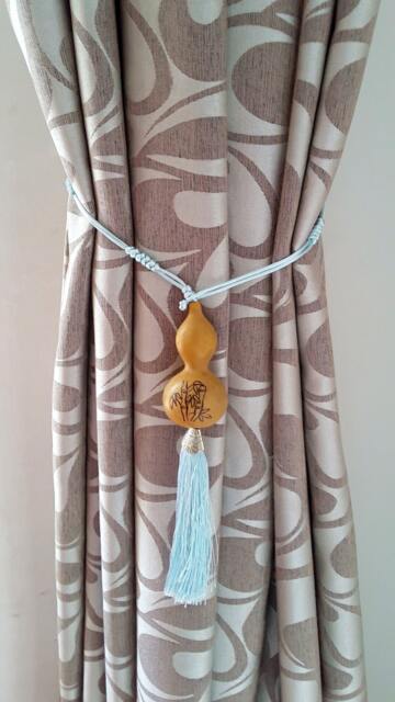 Handmade Gourd Tassel Curtain Tiebacks Rope Knot Holders - Set Of Two - image 1