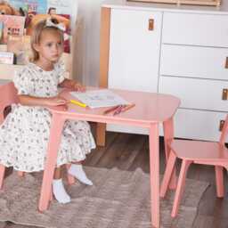 Plywood Kids Table & Chairs, Montessori Desk Set, Back To School First-Grader Furniture - thumbnail 2