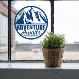 Adventure Awaits Mountain Vinyl Decal - Wanderlust Wall Art - thumbnail 2