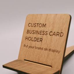 Wooden Business Card Holder - Holds 40 Cards Gift For New Custom Desk Stand - thumbnail 2