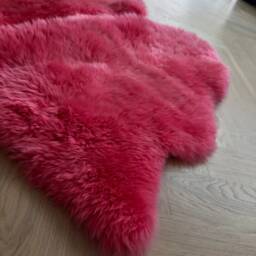 Pink Sheepskin, Flamingo Pink, Bright Pink Sheepskin Rug, Girls Room, Fur, Triple Size, X Wide Accessories, Fur Rug - thumbnail 4