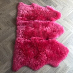 Pink Sheepskin, Flamingo Pink, Bright Pink Sheepskin Rug, Girls Room, Fur, Triple Size, X Wide Accessories, Fur Rug - thumbnail 3