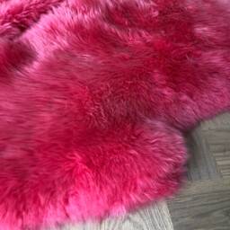 Pink Sheepskin, Flamingo Pink, Bright Pink Sheepskin Rug, Girls Room, Fur, Triple Size, X Wide Accessories, Fur Rug - thumbnail 2