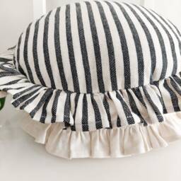 Bohemian Linen Striped Pillow Cover Circle With Frill Edges - thumbnail 3