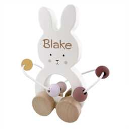 Personalised Rabbit Abacus For Babies - Montessori Baby Toys Newborn Gift -Eco Baby Shower Sensory Toy Wooden Development - thumbnail 1