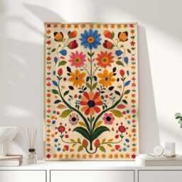 Mexican Print, Art, Decor, Painting, Wall Home Art Folk - thumbnail 1
