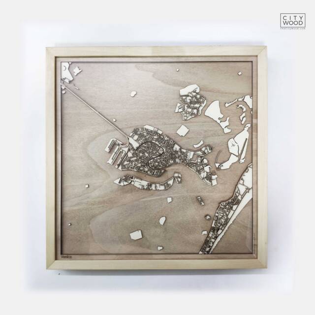 Venice Wooden Map - Laser Cut 3D Framed City Streets Art - image 1