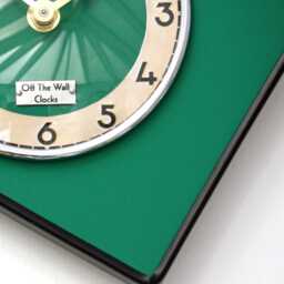 Retro Green Wall Clock - 27cm New Handmade Formica Atomic Style Mid Century Vintage French Gift Off The Clocks - thumbnail 4