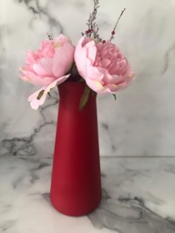 Burgundy Red Vase Hand Painted Glass