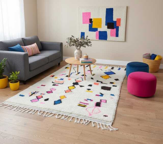 Handmade Blue Moroccan Rug Berber Wool Area Rug - image 1