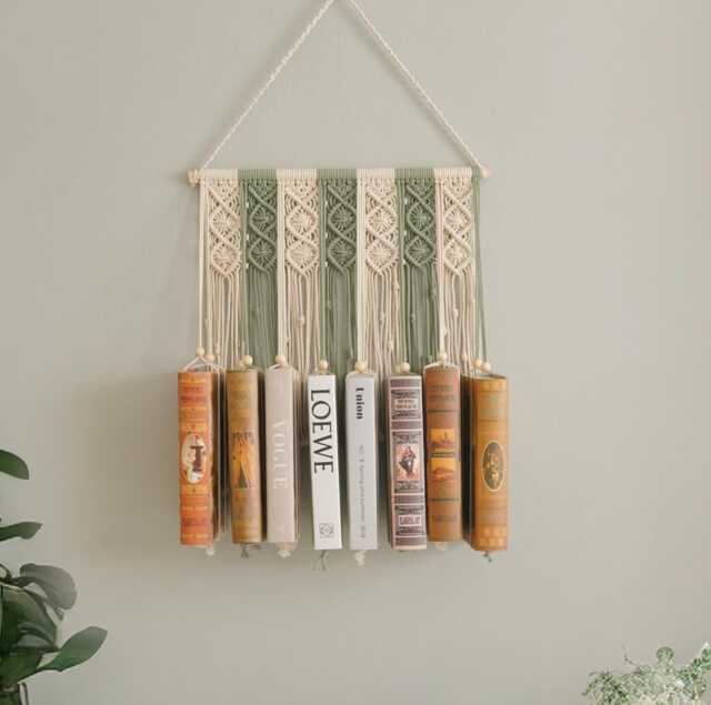 Macrame Book Holder, Wall Hanging, Shelves, Living Room Decor, Hanging Shelf, Storage Book, Rack I33 - image 1