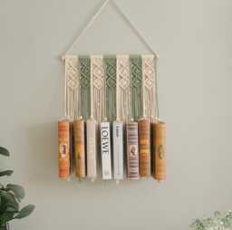 Macrame Book Holder, Wall Hanging, Shelves, Living Room Decor, Hanging Shelf, Storage Book, Rack I33 - thumbnail 1