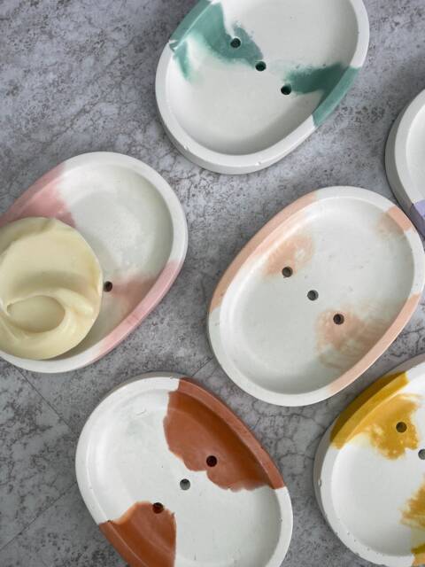 Marbled Concrete Soap Dish - Eco-Friendly - image 1