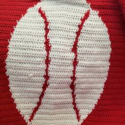 Red Baseball Blanket. Crochet Afghan. Throw. Baseball Items. Handmade Wedding Gift - thumbnail 2