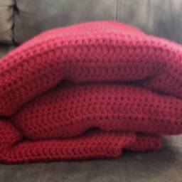 Red Baseball Blanket. Crochet Afghan. Throw. Baseball Items. Handmade Wedding Gift - thumbnail 4