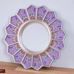 "Decorative Round Mirror For Wall 18.5In ""Purple Sunflower" - thumbnail 3