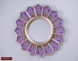 "Decorative Round Mirror For Wall 18.5In ""Purple Sunflower"