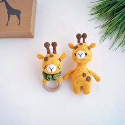 New Mom Gift Box, Giraffe Unisex Baby Sef For Safari Or Jungle Shower, Pregnancy Package - thumbnail 2