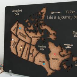 Wooden Canada Travel Map, Personalized Traveling Map Wall Art, Couples Gift Push Pin Cork Board With Pins For One Year Anniversary - thumbnail 3