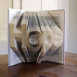 Hope - Folded Book Art Inspirational Sculpture Unique Gift Altered Origami - thumbnail 1
