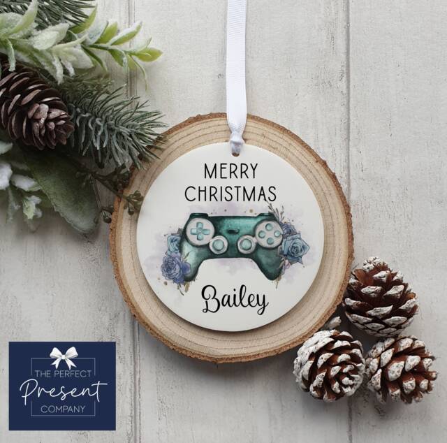 Personalised Gaming Christmas Decoration - Gamer Ornament Girl Eve Box Filler Fan Gift - image 1