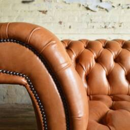 Handmade 3 Seater Vintage Tan Leather Chesterfield Sofa - thumbnail 2