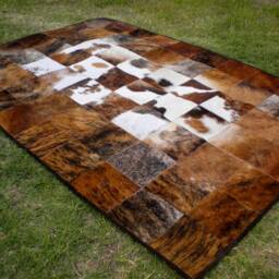 Ask For Any Size Patchwork Cowhide Rug Natural Hair On - Area Genuine Natural Black, White, Dark Brown Beige Tones Soft Pa9 Custom Made - thumbnail 3