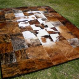 Ask For Any Size Patchwork Cowhide Rug Natural Hair On - Area Genuine Natural Black, White, Dark Brown Beige Tones Soft Pa9 Custom Made - thumbnail 2