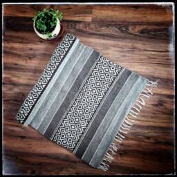 Handwoven Wool Rug Scandinavian Geometric Striped Runner - thumbnail 2